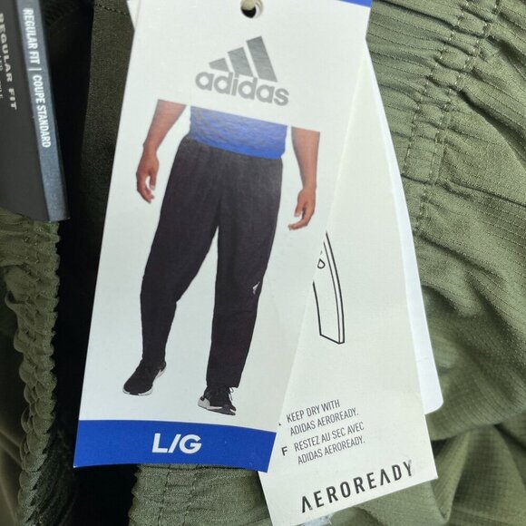NEW Adidas Men's L Aeroready Training Track Pants Olive/Black Polyester - Picture 7 of 11